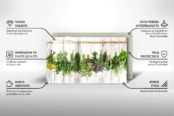 Glas Herdabdeckplatte Getrocknete Kräuter und Pflanzen
