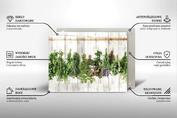 Glas Herdabdeckplatte Getrocknete Kräuter und Pflanzen