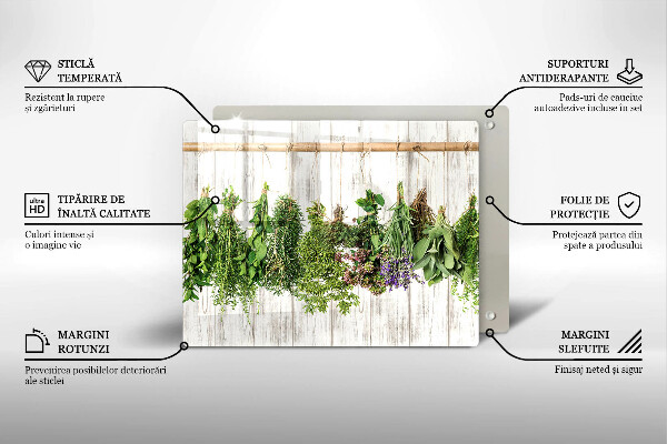 Glas Herdabdeckplatte Getrocknete Kräuter und Pflanzen