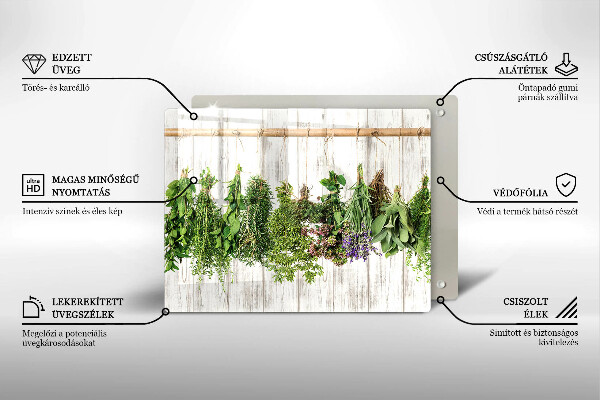 Glas Herdabdeckplatte Getrocknete Kräuter und Pflanzen