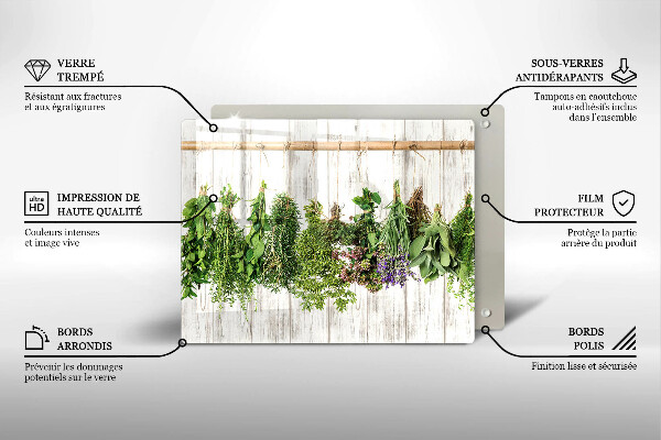 Glas Herdabdeckplatte Getrocknete Kräuter und Pflanzen