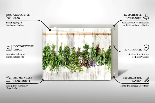 Glas Herdabdeckplatte Getrocknete Kräuter und Pflanzen