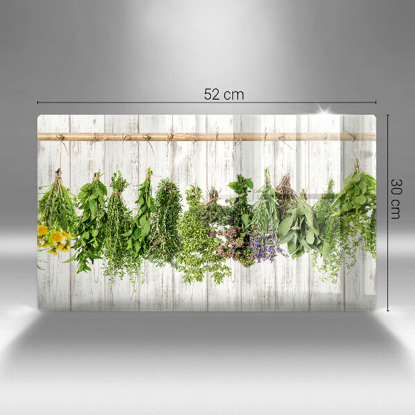Glas Herdabdeckplatte Getrocknete Kräuter und Pflanzen