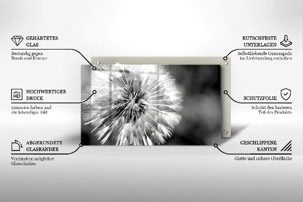 Glas Herdabdeckplatte Ein zarter Löwenzahn