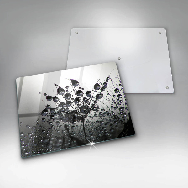 Glas Herdabdeckplatte Löwenzahn und Tau