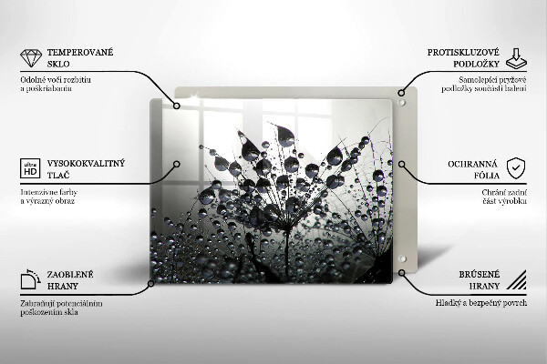 Glas Herdabdeckplatte Löwenzahn und Tau
