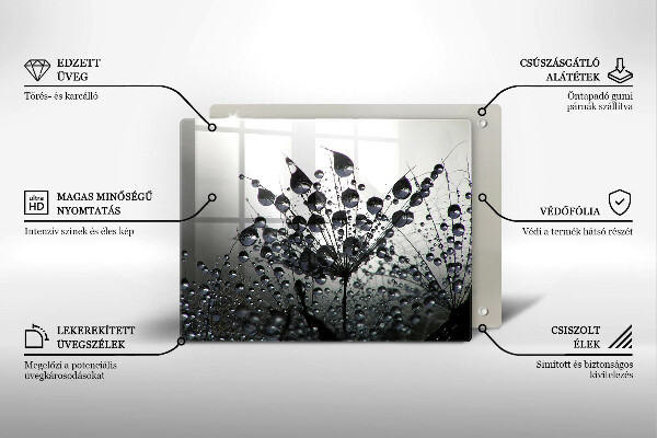 Glas Herdabdeckplatte Löwenzahn und Tau