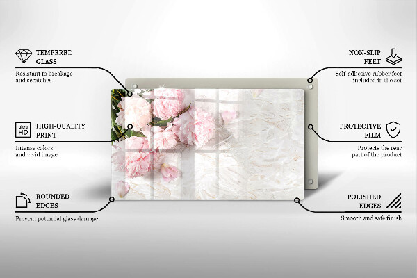 Glas Herdabdeckplatte Zarte Rosenblüten