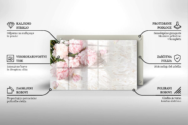 Glas Herdabdeckplatte Zarte Rosenblüten