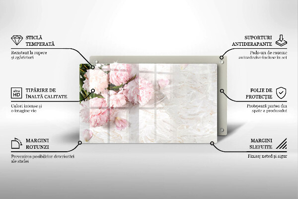 Glas Herdabdeckplatte Zarte Rosenblüten