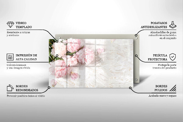 Glas Herdabdeckplatte Zarte Rosenblüten