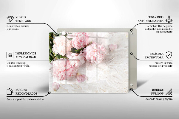 Glas Herdabdeckplatte Zarte Rosenblüten