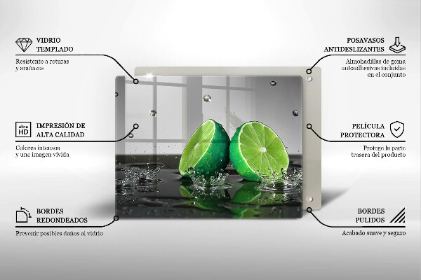 Glas Herdabdeckplatte Saftige Limetten und Wasser
