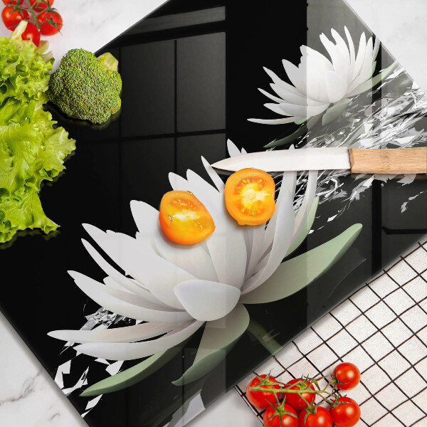 Glas Herdabdeckplatte Weiße Lilien auf dem Wasser