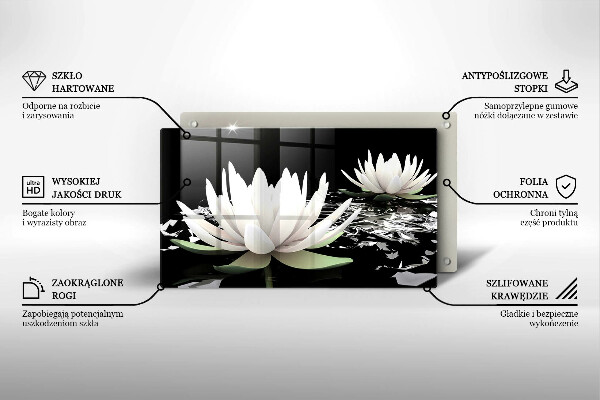 Glas Herdabdeckplatte Weiße Lilien auf dem Wasser