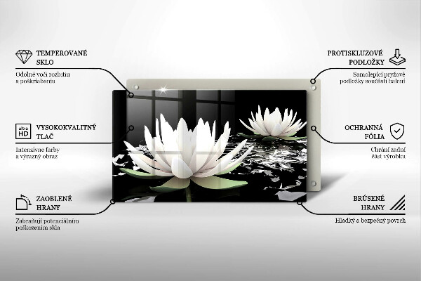 Glas Herdabdeckplatte Weiße Lilien auf dem Wasser