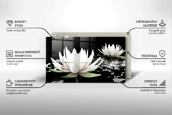 Glas Herdabdeckplatte Weiße Lilien auf dem Wasser