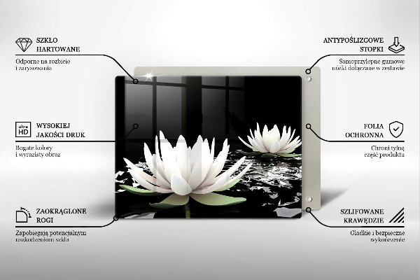 Glas Herdabdeckplatte Weiße Lilien auf dem Wasser