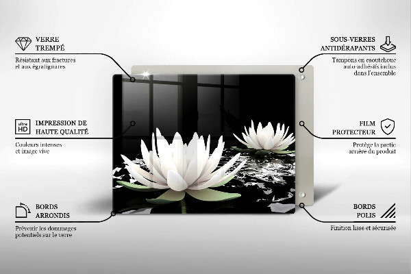 Glas Herdabdeckplatte Weiße Lilien auf dem Wasser