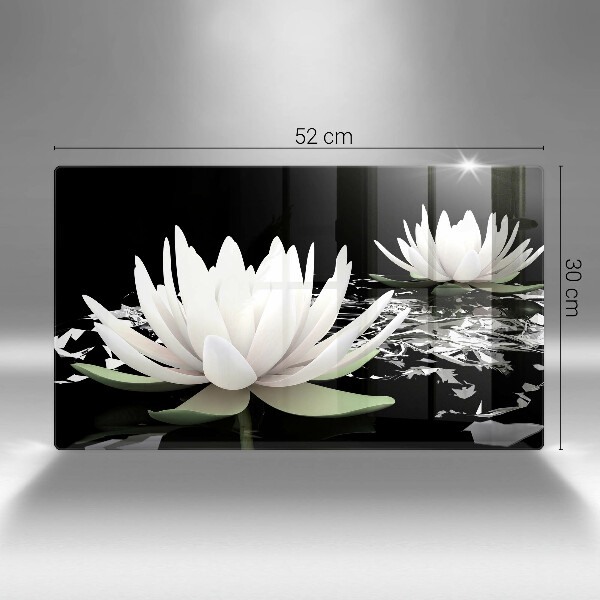 Glas Herdabdeckplatte Weiße Lilien auf dem Wasser