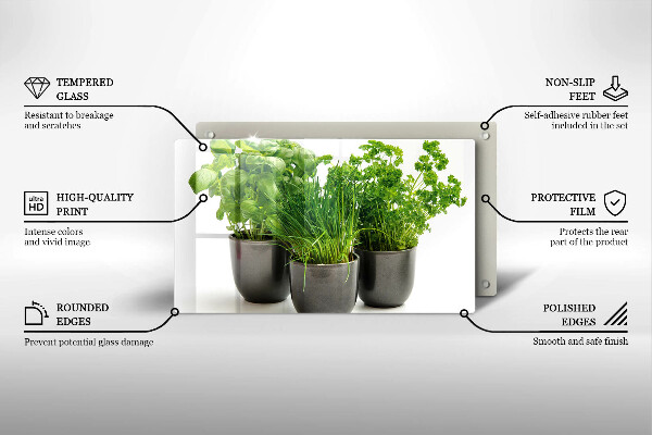 Glas Herdabdeckplatte Töpfe mit Kräutern