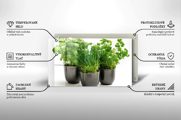Glas Herdabdeckplatte Töpfe mit Kräutern