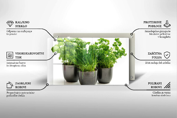 Glas Herdabdeckplatte Töpfe mit Kräutern