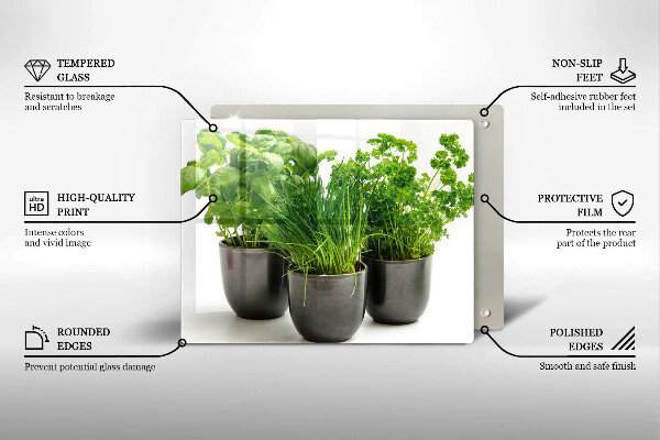 Glas Herdabdeckplatte Töpfe mit Kräutern