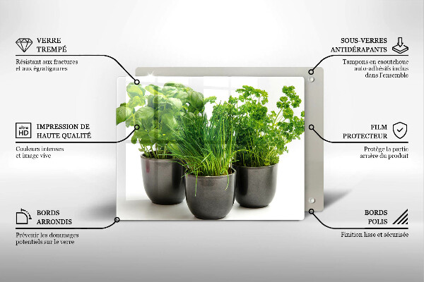 Glas Herdabdeckplatte Töpfe mit Kräutern