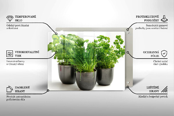 Glas Herdabdeckplatte Töpfe mit Kräutern
