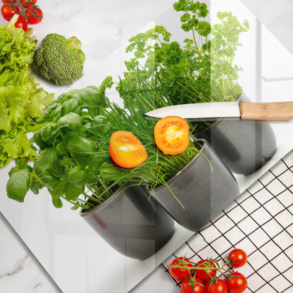 Glas Herdabdeckplatte Töpfe mit Kräutern