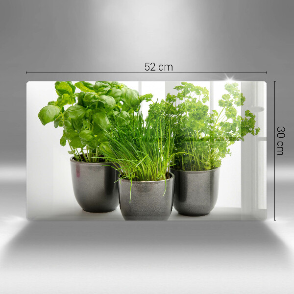 Glas Herdabdeckplatte Töpfe mit Kräutern