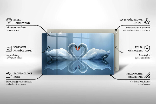 Glas Herdabdeckplatte Zwei Schwanenherzen