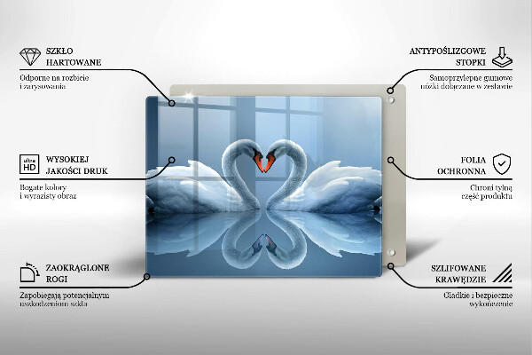 Glas Herdabdeckplatte Zwei Schwanenherzen