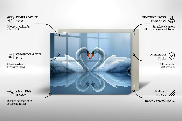 Glas Herdabdeckplatte Zwei Schwanenherzen