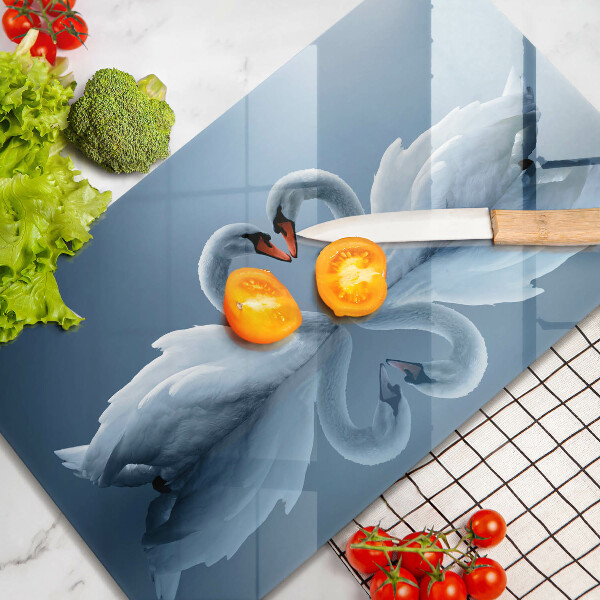 Glas Herdabdeckplatte Zwei Schwanenherzen