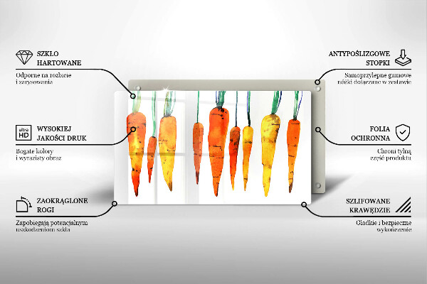 Glas Herdabdeckplatte Karottenillustration