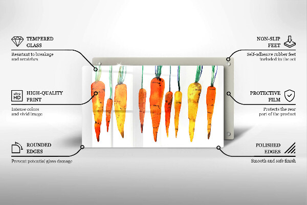 Glas Herdabdeckplatte Karottenillustration