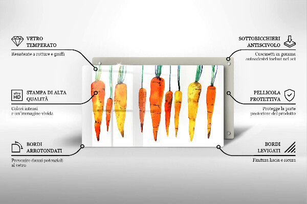 Glas Herdabdeckplatte Karottenillustration