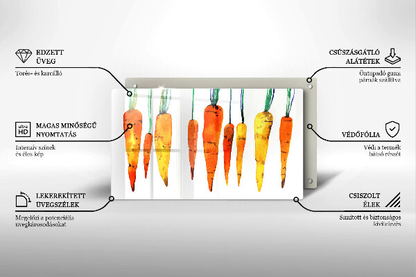 Glas Herdabdeckplatte Karottenillustration