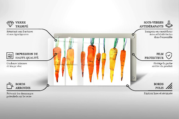 Glas Herdabdeckplatte Karottenillustration