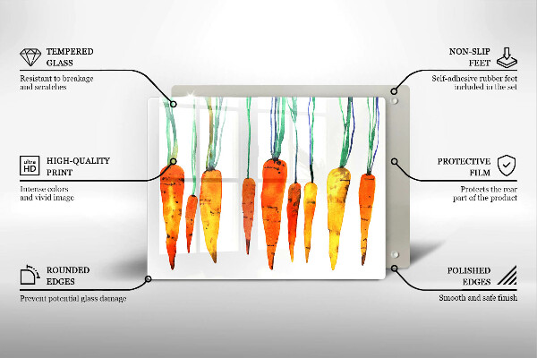 Glas Herdabdeckplatte Karottenillustration