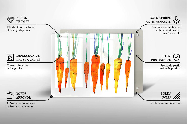 Glas Herdabdeckplatte Karottenillustration