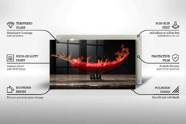 Glas Herdabdeckplatte Scharfe Chilischote