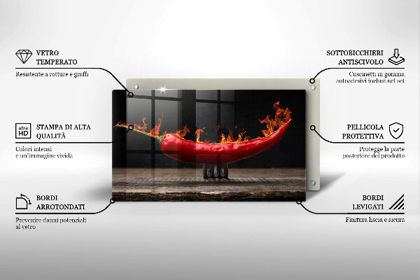 Glas Herdabdeckplatte Scharfe Chilischote