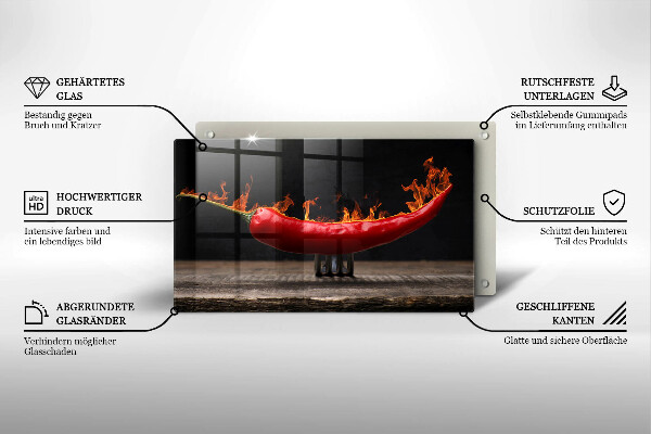 Glas Herdabdeckplatte Scharfe Chilischote