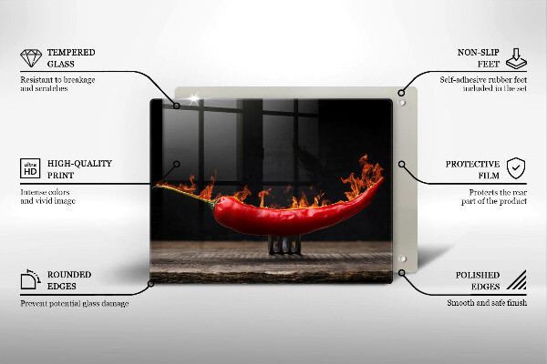 Glas Herdabdeckplatte Scharfe Chilischote