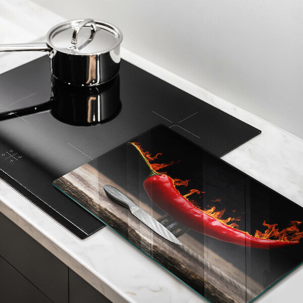 Glas Herdabdeckplatte Scharfe Chilischote