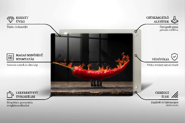 Glas Herdabdeckplatte Scharfe Chilischote