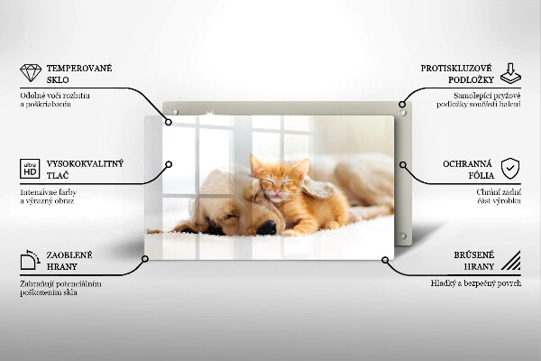 Glas Herdabdeckplatte Tiere Hund und Katze